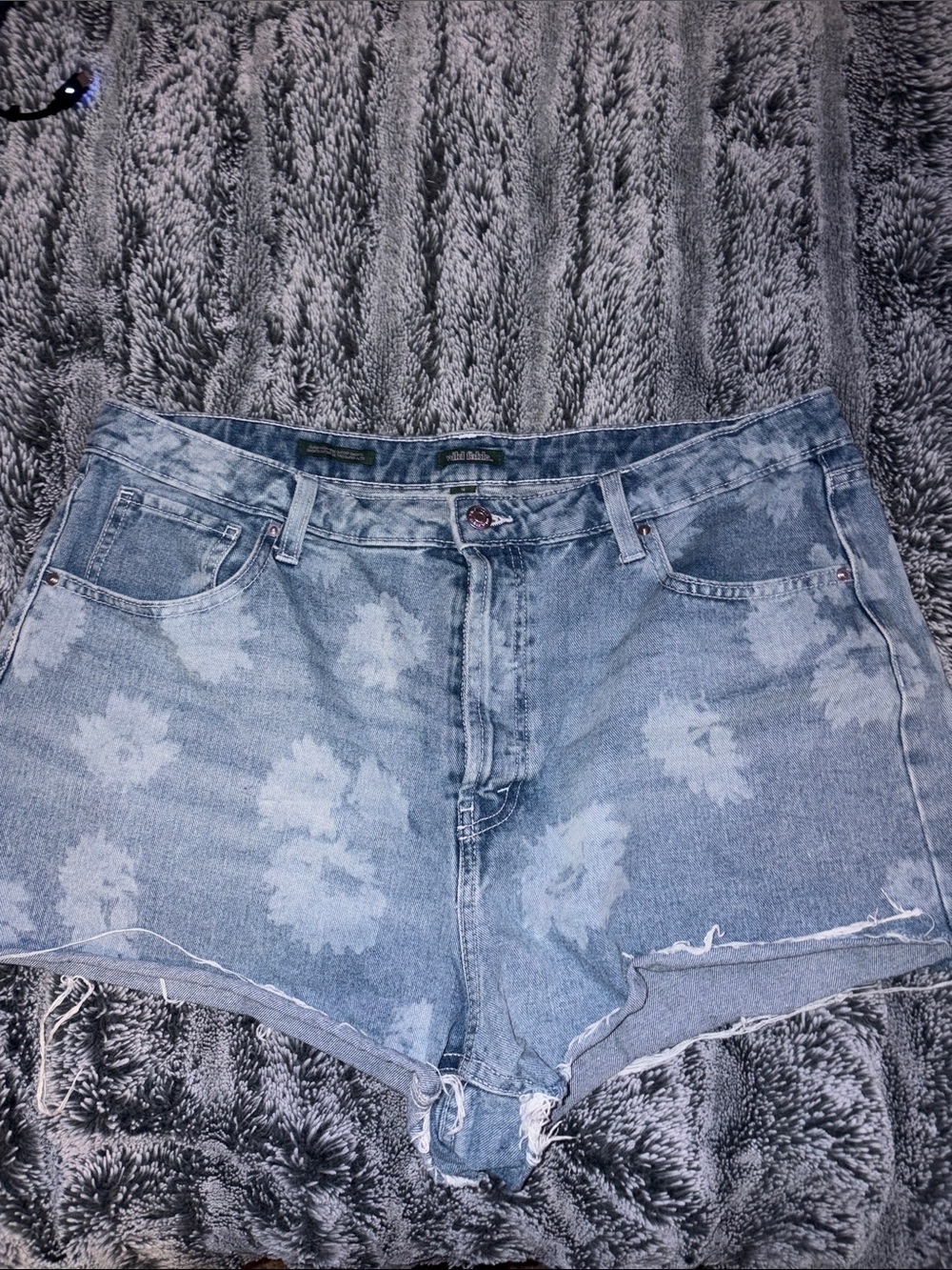 wild fable Light Blue Floral Denim Cutoff Shorts
